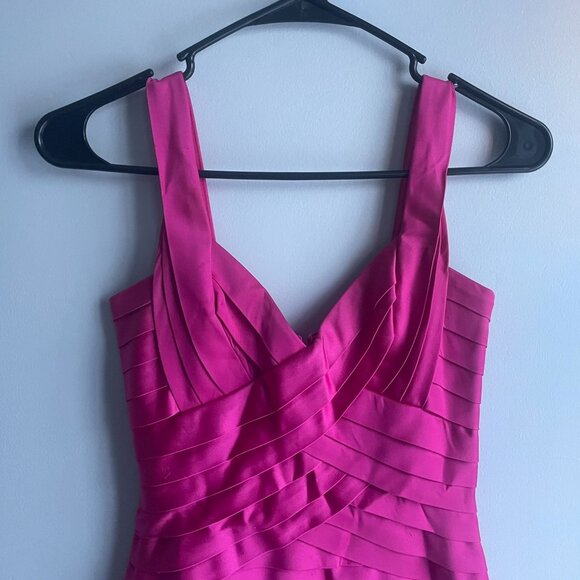 BCBGMAXAZRIA • Vintage Y2K Begonia Hot Pink Formal Bodycon Mini Dress | Size 0 - Picture 5 of 9
